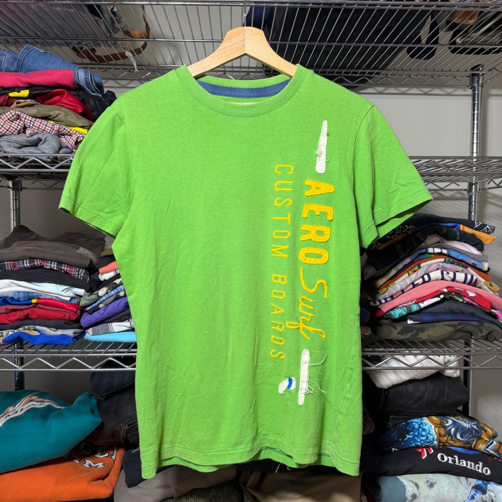 Aeropostale T Shirt Mens S Green Aero Surf Custom Boards Short Sleeve Graphic